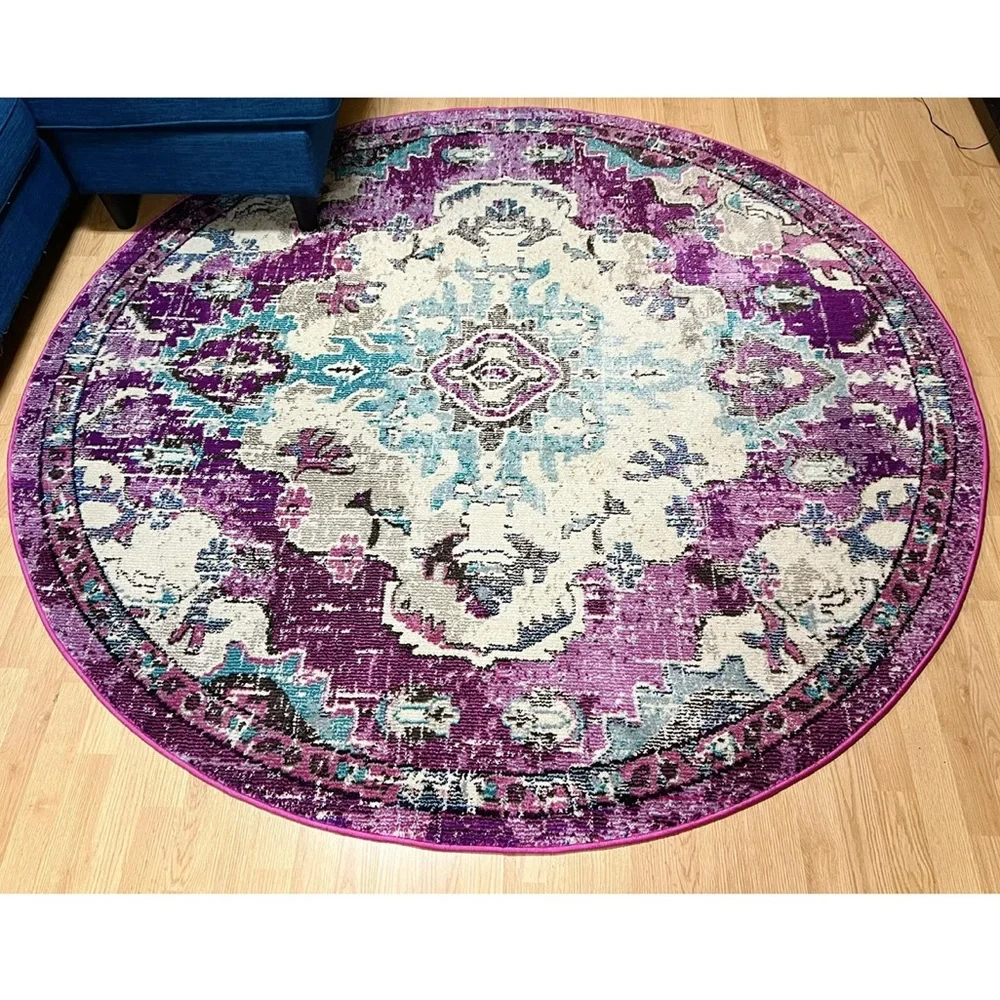 Langley Street ‘Brynlee’ Mandala Boho Bohemian 6’7” Area Rug Carpet Decor 💜🩵✨